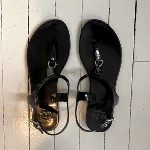 COACH Silver and Black Jelly sandals